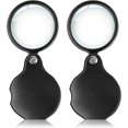 thumbnail image 1 of Professional Portable Magnifier, 8X Hand Folding Magnifying Glass with 360° Rotation Open Leather Case Protection, Ideal for Books Reading Aid &amp; Jewelry Inspection, 2pcs Set, 1 of 1