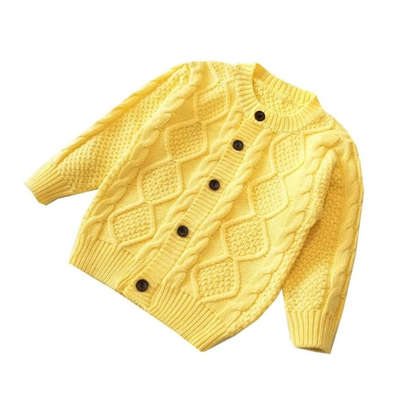 Coerni Toddler Baby Girl Sweater Chunky Cardigan Cable-Knit Warm Fall Winter Coat Solid Long Sleeve Cardigan Tops for Kids