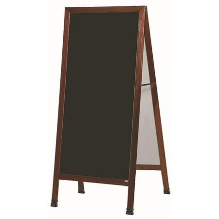 Aarco Products MLA5SB Extra Large Oak Wood with Cherry A-Frame Sidewalk Board, Black Porcelain Markerboard - 68 x 30 in.