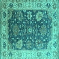 thumbnail image 1 of Ahgly Company Indoor Square Oriental Turquoise Blue Industrial Area Rugs, 4' Square, 1 of 4