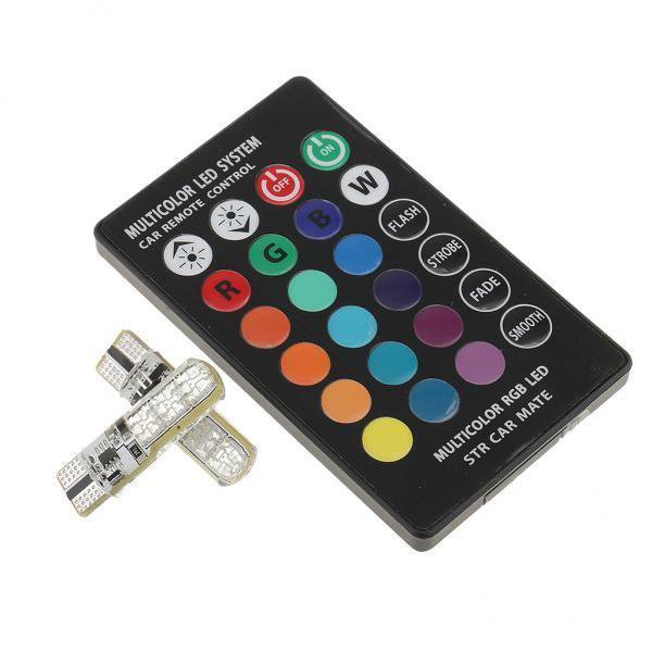 2x2 Piezas T10 6LED Car Dome Lámpara De Lectura Bombilla RGB Remoto Yotijar Luz T10 5050 3LED