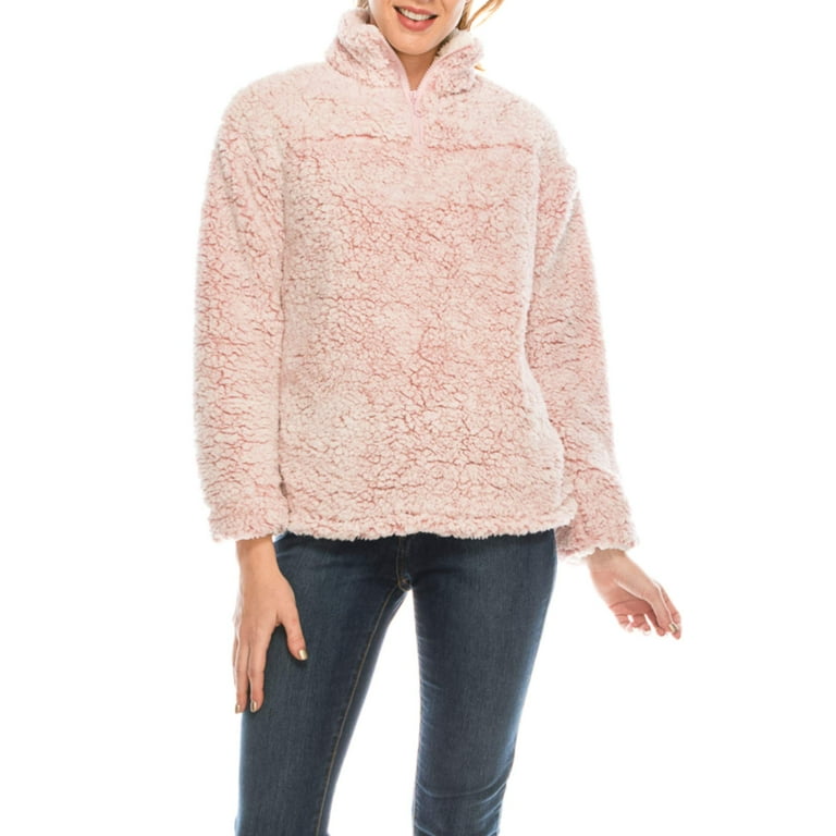Urban Diction Pink Pull Over Sherpa Long Sleeve Winter Cozy