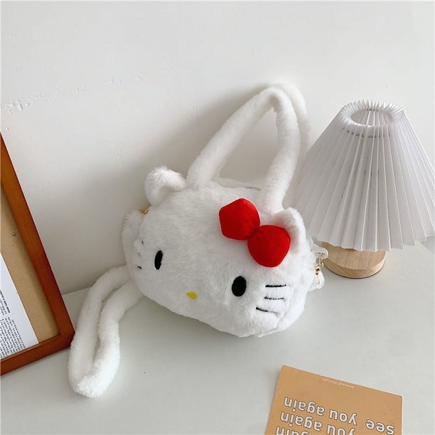 Ruunjoy, venta al por mayor, máquina de garras, juguetes de peluche sanrio, bolsas de dibujos animados suaves de anime kawaii kt, bolsas de felpa portátiles de almacenamiento de alta capacidad