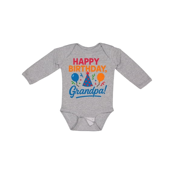 Inktastic Happy Birthday Grandpa Party Hat Balloons Boys or Girls Long Sleeve Baby Bodysuit