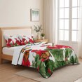 thumbnail image 5 of Full Quilt Set 78''x90'', Red Spring Floral Lightweight Bedspread Coverlet Set with 2 Pillow Shams, Butterfly Farmhouse Breathable All Season Quilt Bedding for Bedroom/Guest Room Watercolor Flowers, 5 of 9