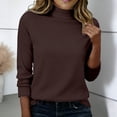 thumbnail image 2 of Vinsonshop Fleece Lined Thermal Tops Women Long Sleeve Mock Neck Slim Fit Base Layer Undershirts Winter Clothes Coffee XXL, 2 of 5