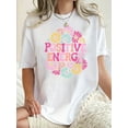 thumbnail image 1 of T-Shirt à Imprimé Floral Énergie Positive pour Femmes, Col Rond Décontracté à Manches Courtes, Tissu en Polyester Confortable avec Élasticité Moyenne, pour Toutes les Saisons, Fête des Pères, Fête des Mères, Nouvel An, Printemps, 1 of 7