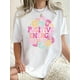 thumbnail image 1 of Camiseta con estampado floral de energía positiva para mujer, informal, de cuello redondo y manga corta, cómoda tela de punto de algodón con elasticidad media, para todas las estaciones, ideal para de, 1 of 6