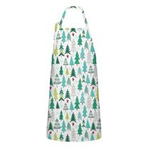 Green Christmas Tree Apron-Garden Aprons for Women with Pockets-Cotton Linen Waterproof Kitchen Cooking Gardening Aprons Adjustable for Kitchen,Cooking,BBQ and Salon 32"x27"