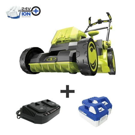 Sun Joe 24V-X2-16LM 48-Volt iON+ Cordless 16-Inch Brushless Walk Behind Lawn Mower Kit