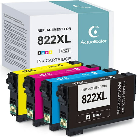JUNC Remanufactured Ink Cartridge Replacement for Epson 822XL Ink Cartridge Combo Pack T822XL 822 XL for Workforce Pro WF-4833 3820 4830 4820 4834 Printer (Black Cyan Magenta Yellow  4P) Product Description What we provide 4-Pack 822 XL High Capacity Remanufactured Ink Cartridge Replacement for Epson 822XL Ink Cartridges Combo Pack 1 x 822XL Black Ink Cartridge-T822XL120-S 1 x 822XL Cyan Ink Cartridge-T822XL220-S 1 x 822XL Magenta Ink Cartridge-T822XL320-S 1 x 822XL Yellow Ink Cartridge-T822XL420-S Page Yield Up to 1 100 pages per 822XL Black ink cartridge at 5% coverage Up to 1 100 pages per 822XL Cyan/Magenta/Yellow ink cartridge at 5% coverage WorkForce Pro Series： WF-3820 / WF-4820 / WF-4830 / WF-4833 / WF-4834 Looking for specific info? Product information Feedback Brief content visible  double tap to read full content.Full content visible  double tap to read brief content.