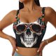 thumbnail image 1 of Balery Flower Horn Skull A Sujetadores deportivos con espalda cruzada para mujer, acolchados, sin costuras, de alto impacto, ideales para yoga, gimnasio, entrenamiento y fitness.-X-Large, 1 of 8