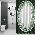 thumbnail image 3 of round Eucalyptus Leaves Shower Curtain for Bathroom, Vintage Watercolor Texture Waterproof Cloth Fabric Bathroom Accessories Set with 12 Rust Proof Plastic Hooks, 66"x72", 3 of 9