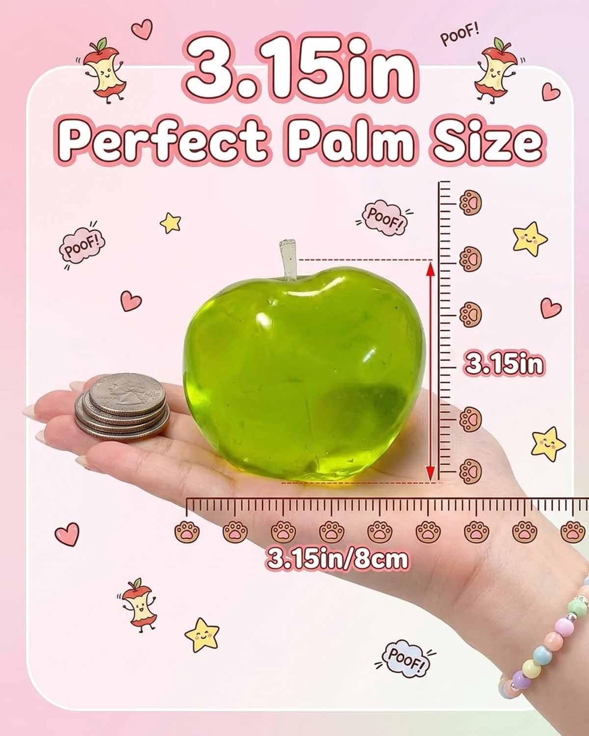 Apple Squishy Semi Transparent Silicone Slow Rising Glass Gloss Finish Palm Size for Desk Display