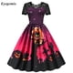 thumbnail image 4 of Vestido de Halloween retro de encaje, disfraces de mujer, manga corta, años 50 y 60, vestidos de fiesta vintage, ropa de Halloween aterradora con calavera y bruja para Cosplay, 4 of 5
