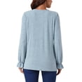 thumbnail image 3 of INSPIRE CHIC Women's Crew Neck Long Sleeve Smocked Cuff Simple Casual Tops Fall Winter Fashion T Shirt, 3 of 5