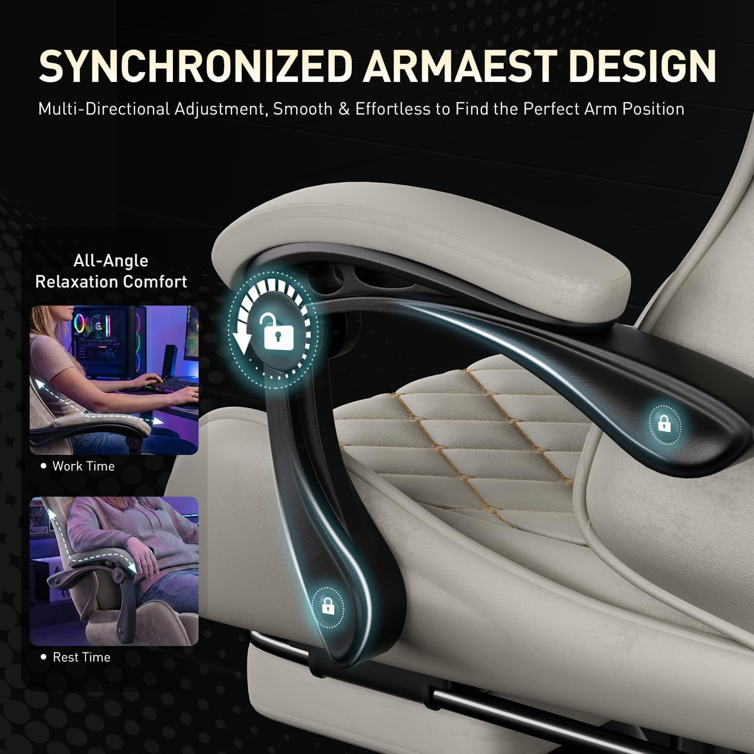 HLDIRECT Gaming Chair, Ergonomic Fabric Gamer Chair, Video Game Chair with Footrest and Massage Lumbar Cushion, Computer Office Chair