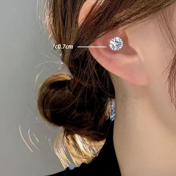 Magnetic Earrings for Women Shinny Crystal Clip All-Match Earrings Fashion Accessories for Women 6MM A Pair - Walmart.com