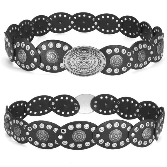 Hollow Western Disc Belt for Dress Boho Concho Belt Vintage Country Waist Belts for Women