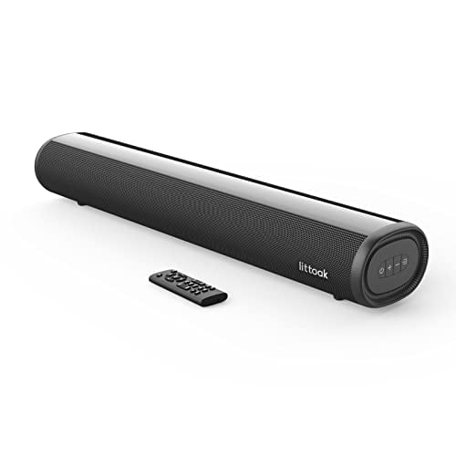 littoak Barra de sonido pequeña para TV, barra de sonido con conexión Bluetooth 5.0/HDMI/óptica/USB/AUX/coaxial, barras de sonido de 50 vatios y 16 pulgadas para cine en casa, montaje en pared (SE04)