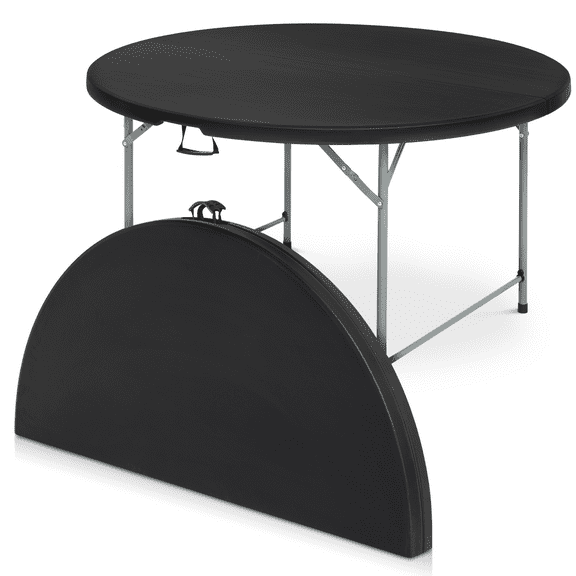 Magshion 5Ft Folding Plastic Table, Heavy Duty Round Indoor Outdoor Desk for Kitchen Party Wedding, Black