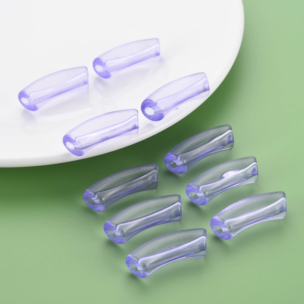 Transparent Acrylic Beads Curved Tube Medium Purple 36x13.5x11.5mm Hole: 4mm about 148pcs/500g