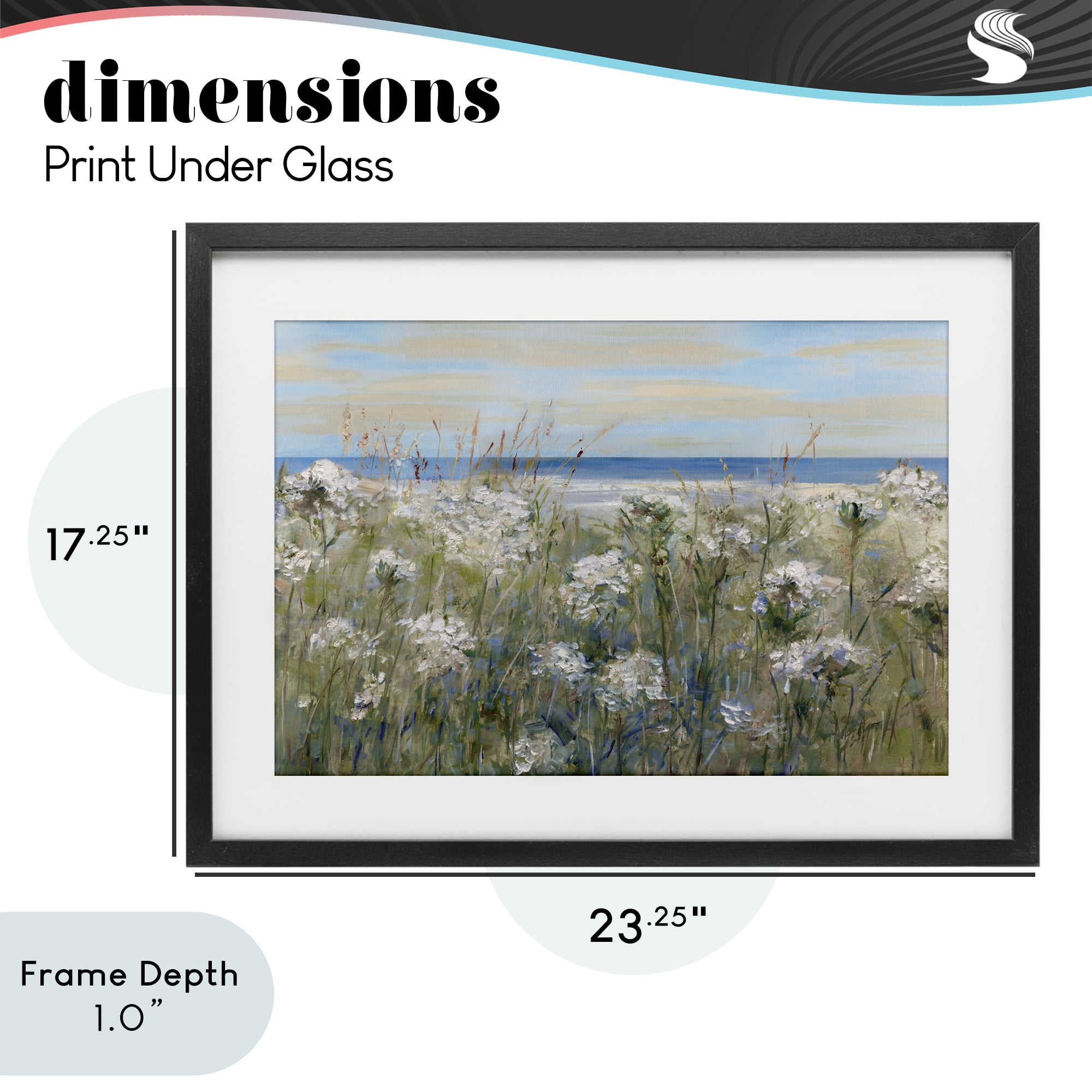 Stupell Industries Impressionist Seaside Meadow Black Framed Print Under Glass, design by Sally Swatland