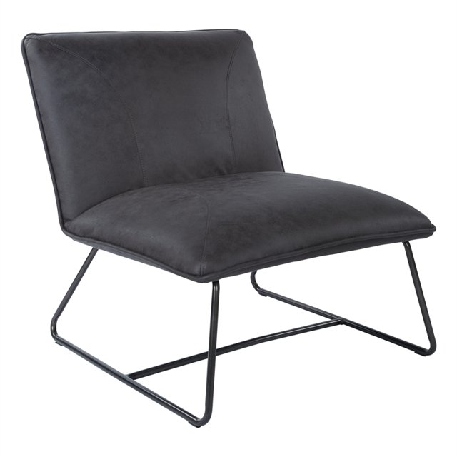 Chaise Brocton en Simili Cuir Brun Anthracite avec Structure en Acier Industriel
