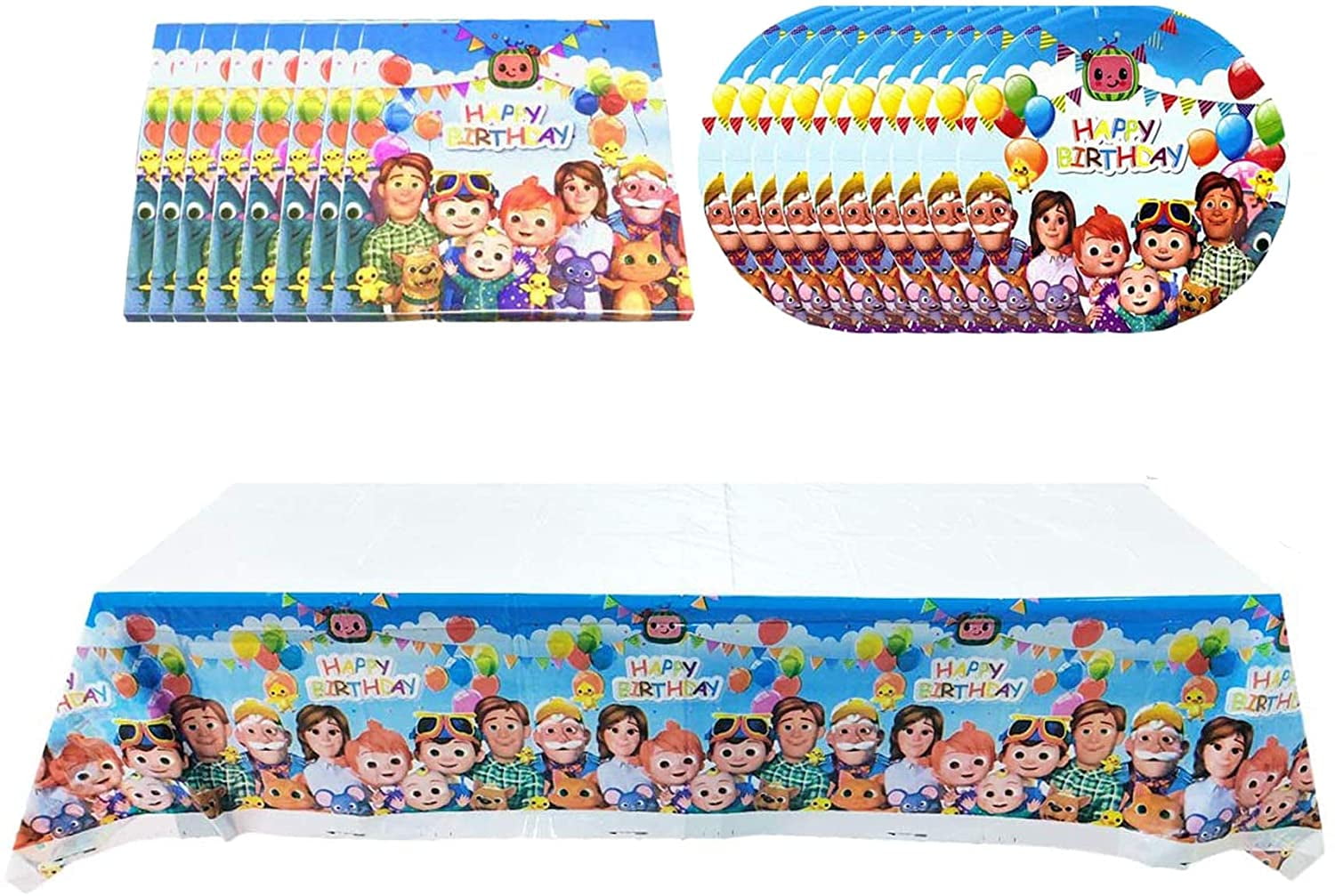 Cocomelon Party Supplies Set 20 Plates 20 Napkins and Tablecloths for