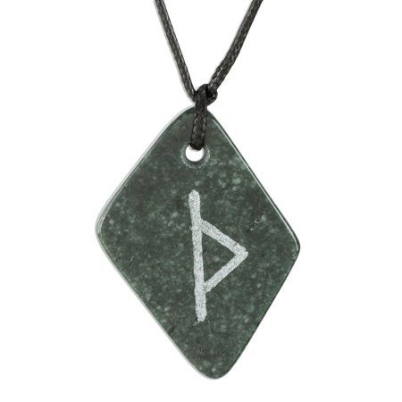 NOVICA Jade pendant necklace, 'Rune Thurisaz'