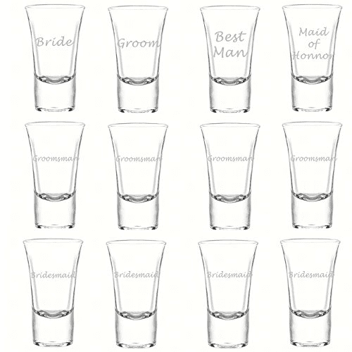 Etched Glass Wedding Party Shot Glasses (1 dz), 1.75oz LORD Style