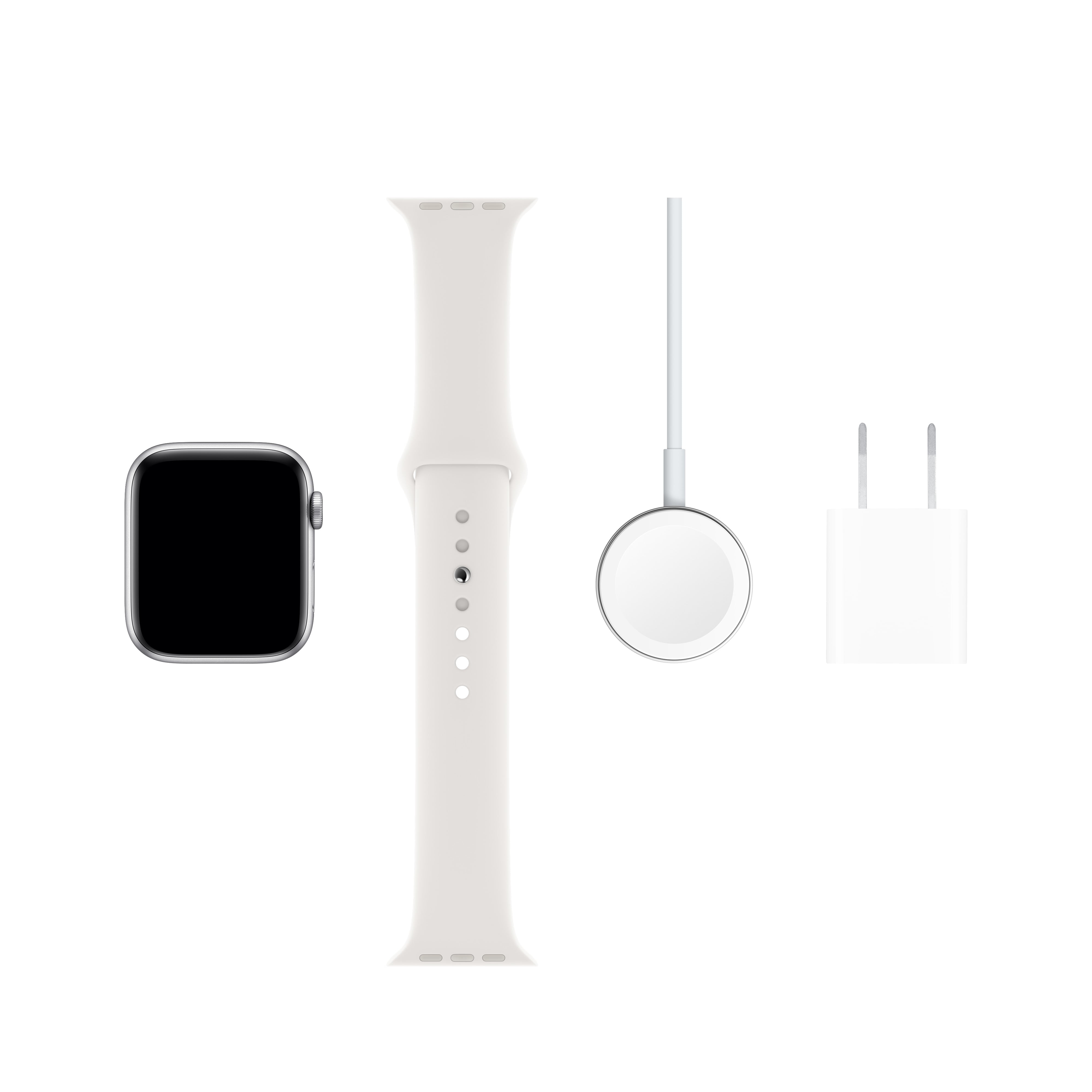 Apple Watch Series 5 44mm Silver Aluminum Case with White Sport Band - S/M & M/L - Walmart.com