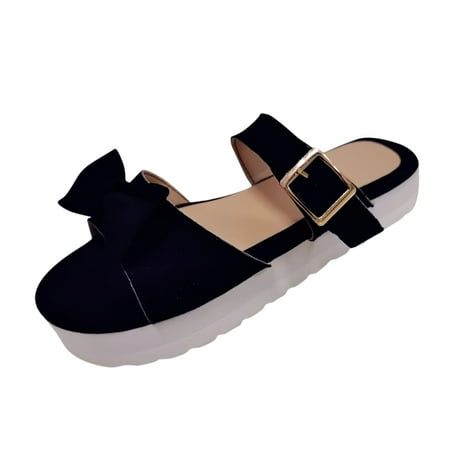 

knqrhpse slippers for women Ladies Fashion Flats Open Sandals Bowknot Size Plus Summer Toe Beach Sandals womens slippers house slippers for women