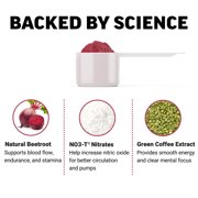 Force Factor Total Beets Pre Workout Powder, Nitric Oxide Booster with Beetroot Powder for Energy, Blood Flow & Pumps, Fruit Punch, 30 Servings