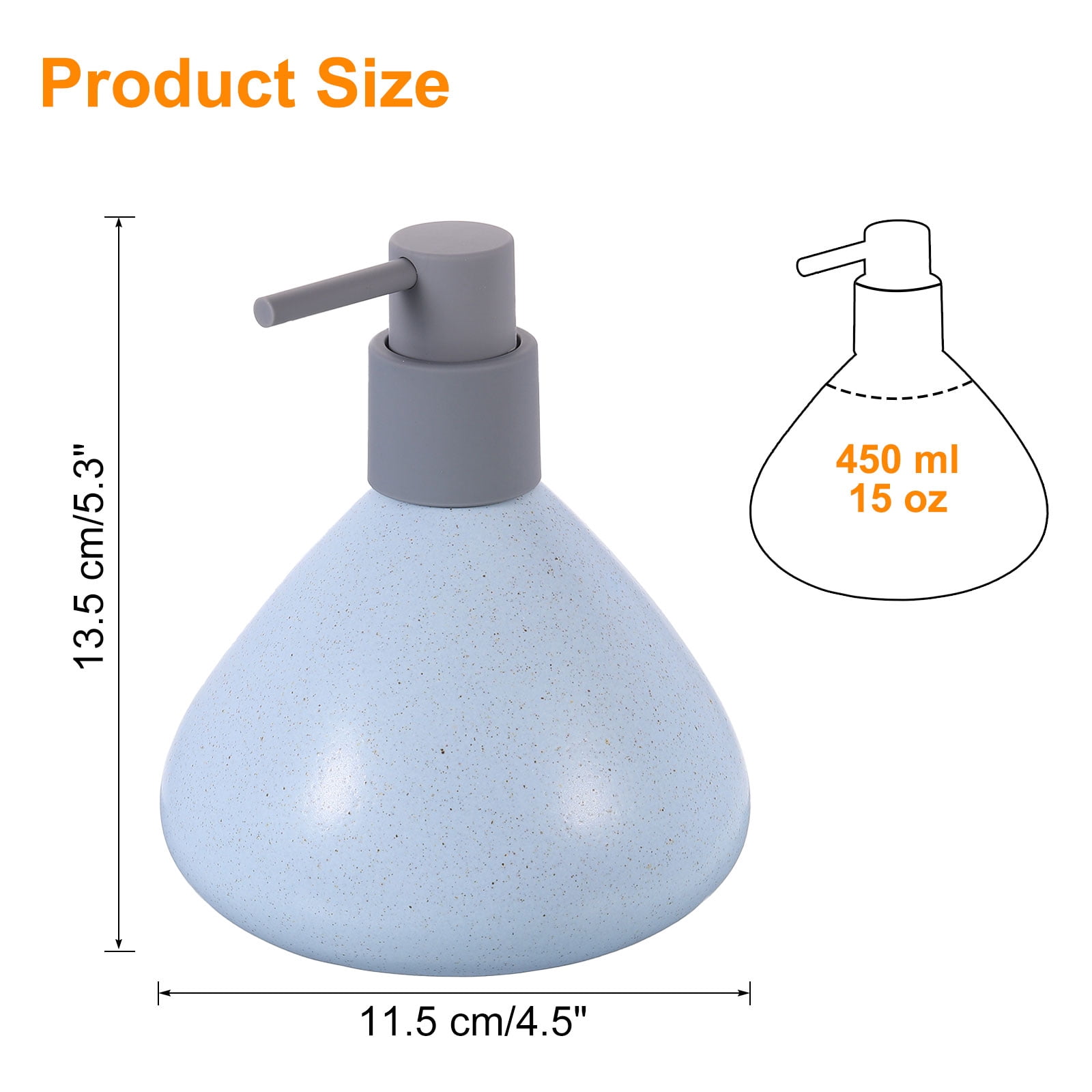 Unique Bargains Foaming Soap Dispenser Ceramic Pump for Bathroom Blue 450ml 15oz