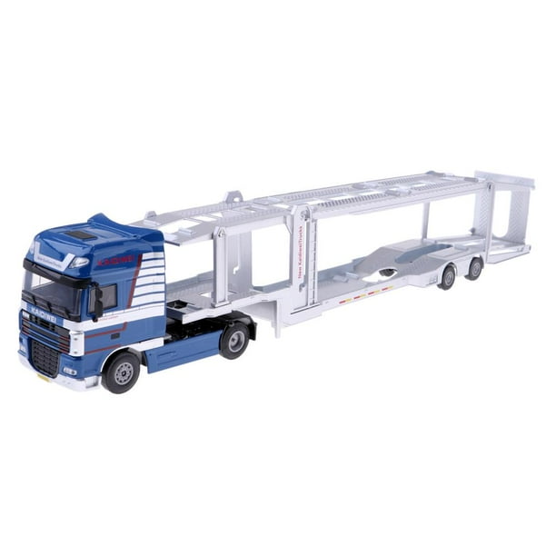 1:50th Diecast Construction Toy Car Transporte Camión Remolque Modelo Pull Back