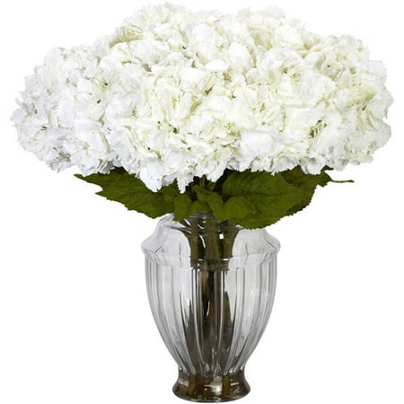 Large Hydrangea with European Vase Silk Flower Arrangement