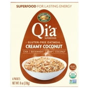 Qi'a Organic Instant Oatmeal, Gluten Free, Creamy Coconut, 1.33 oz, 6 Shelf-Stable Packets