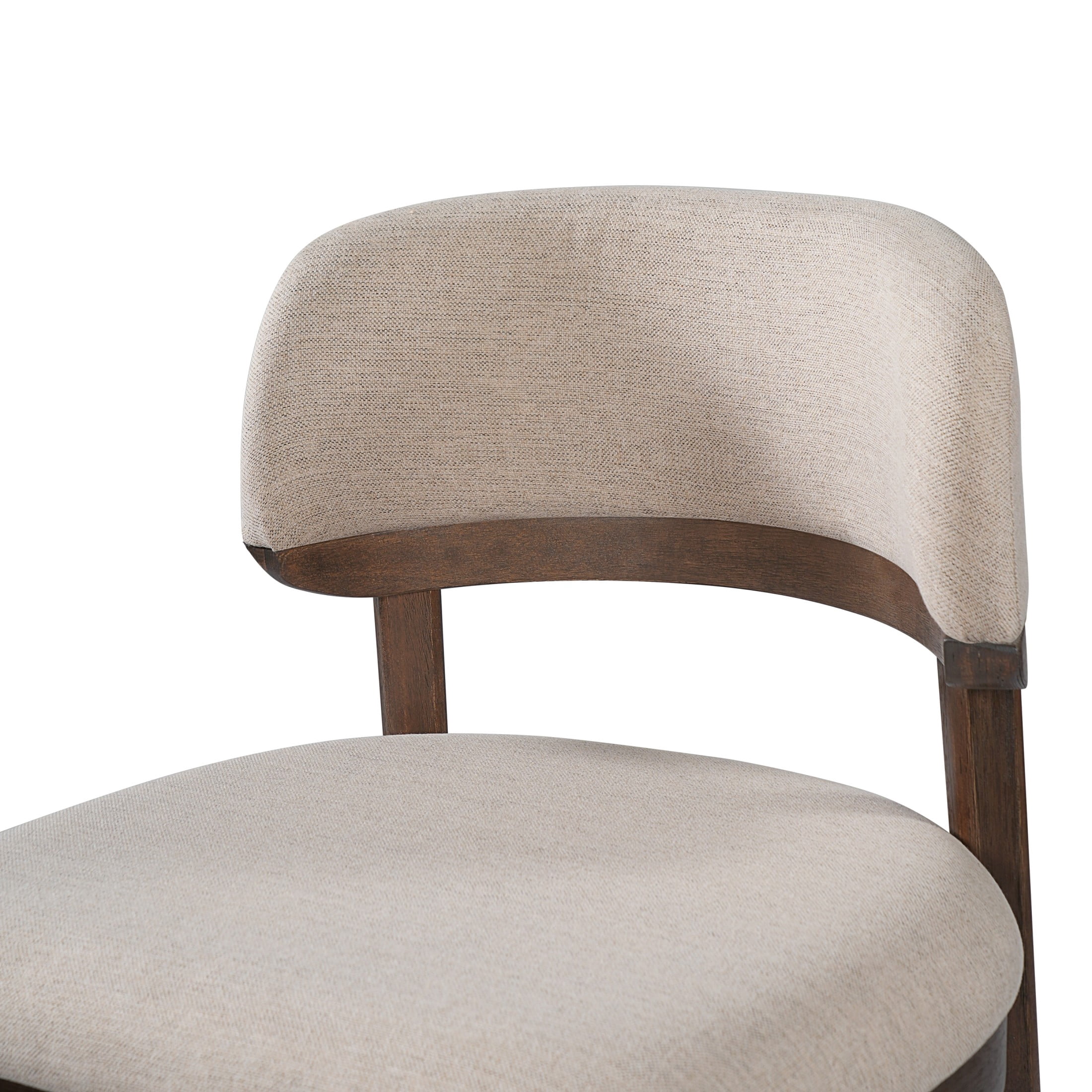 Christopher Knight Home Mid-Century Curved Back Counter Stools with Beige Upholstery, Walnut, Set of 2
