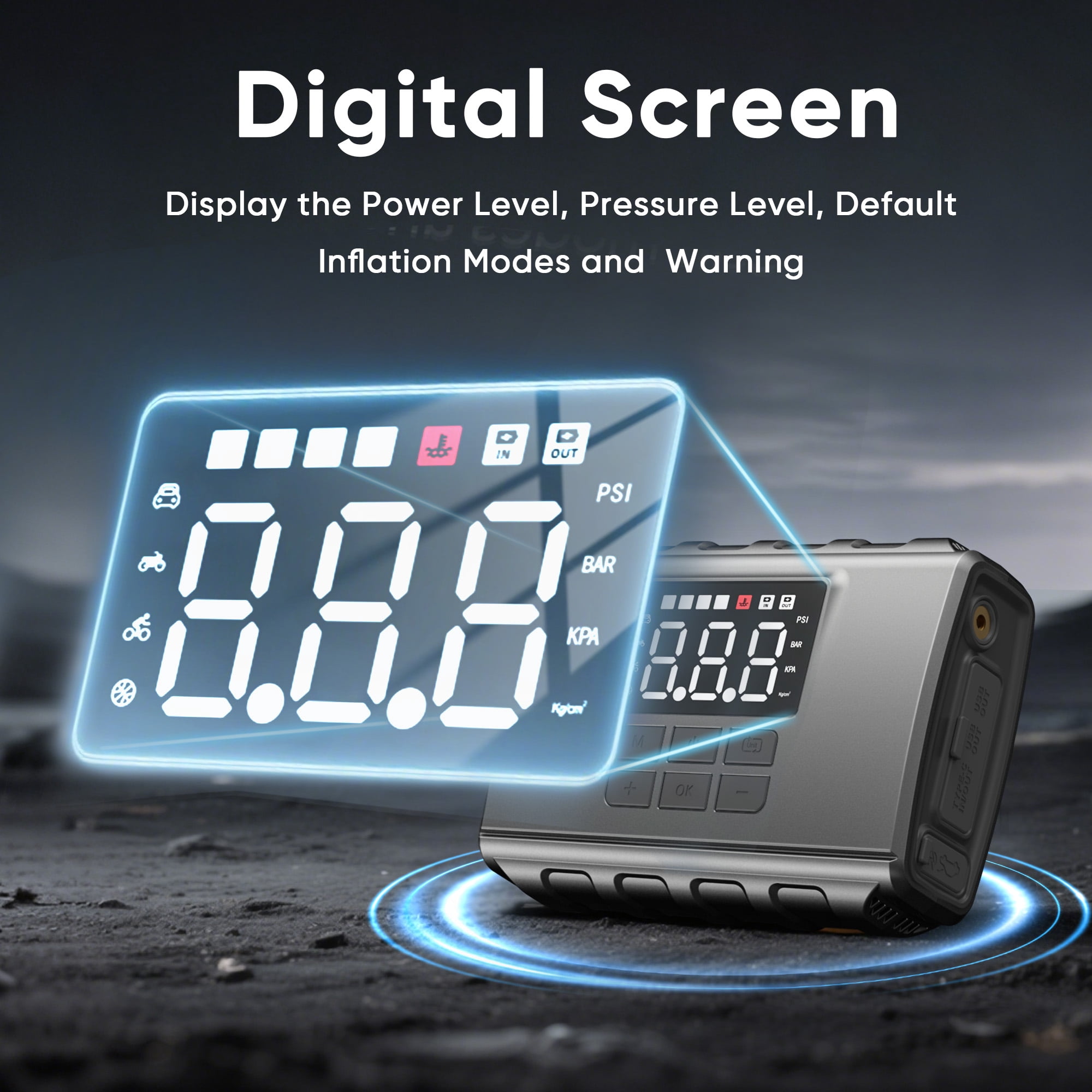 GCZ 3000A Peak Portable Jump Starter with Air Compressor 150PSI, Battery Booster for All Gas & 6.5L Diesel Engine, 20000mAh Power pack with Dual Cylinder & LED Display & Flashlight