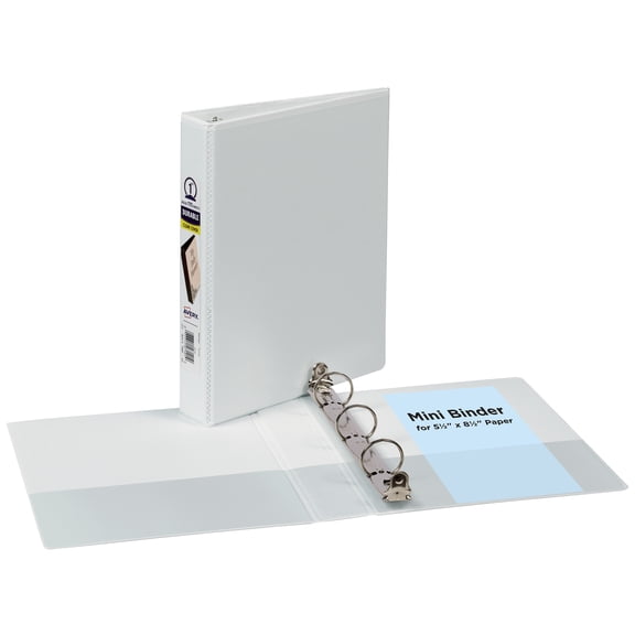 Avery Mini View Binder, 1" Round Rings, White Binder (17116)