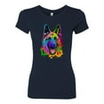 thumbnail image 2 of Colorful Happy German Shepherd Dog Animal Lover Womens Slim Fit Junior Tee, Navy, X-Large, 2 of 3