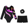 thumbnail image 4 of TiaoBug Kids Girls Gymnastics Leotards with Shorts Ballet Dancewear Unitards Black 8, 4 of 5