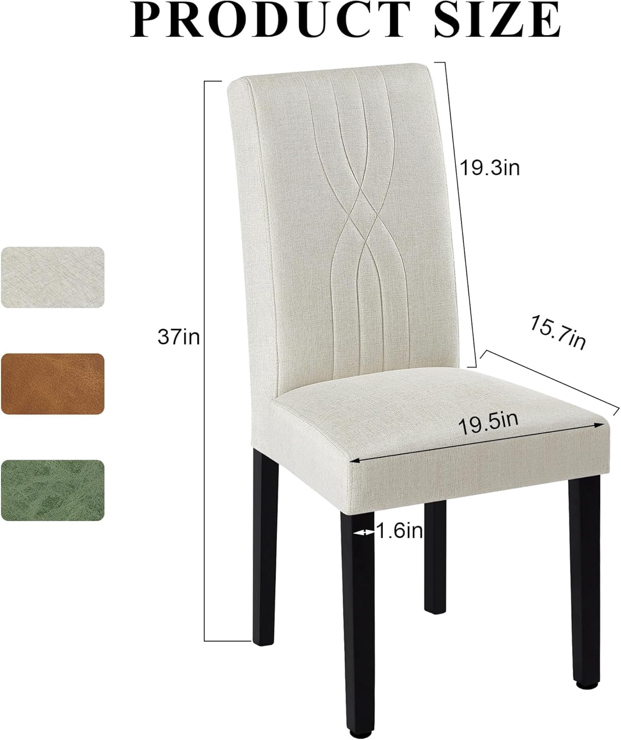 VECELO Upholstered Dining Chairs, Modern Fabric High Back Chair with Wood Legs for Kitchen, Living Room, Set of 4, Beige