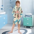 thumbnail image 5 of FORMRS Niños Bathrobe Unisex Hooded Robe Soft Plush Pajamas Sleepwear, Size 2-3T, Blue Retro Print, 5 of 7