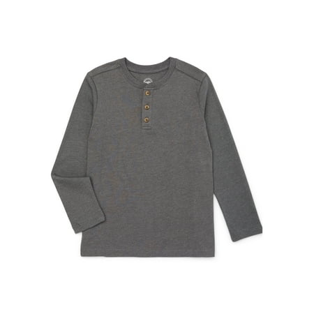 Wonder Nation Boys Henley Tee with Long Sleeves, Sizes 4-18 & Husky