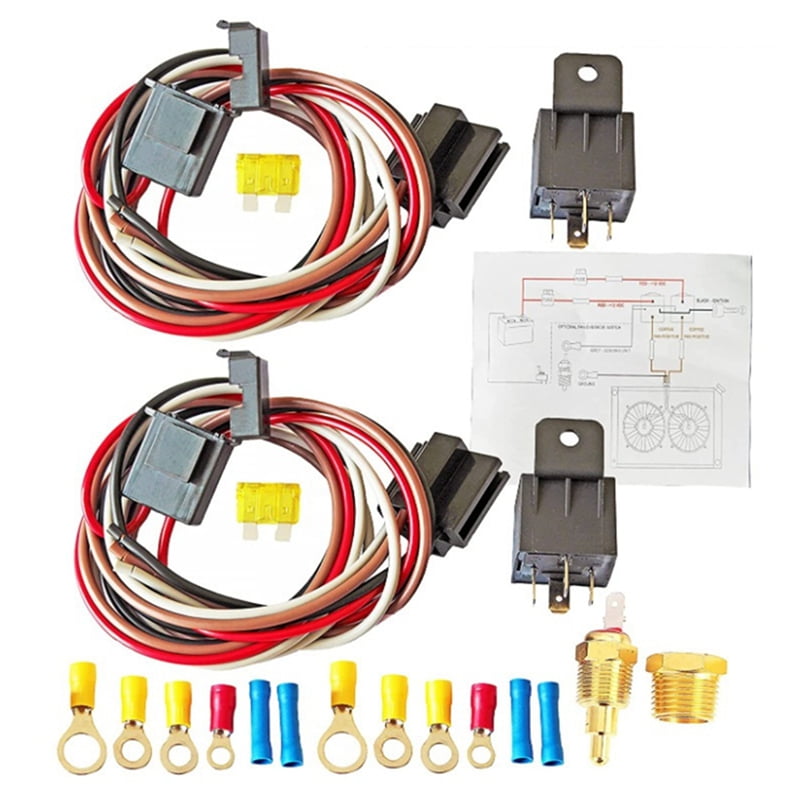 40 AMP Waterproof Relay Kit Dual Electric Fan Relay Kit Fan Thermostat
