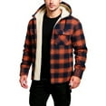 thumbnail image 6 of Men's Flannel Shirt Jacket Sherpa Lined Plaid Jackets Coat Full Zip Up Hoodie Winter Outwear Saffron XL, 6 of 6