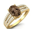 thumbnail image 2 of 1.79 Ctw Oval Smoky Quartz 925 Sterling Silver Gold Vermeil Split Shank Women Mother's Day Gift Ring, 2 of 3