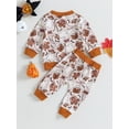thumbnail image 4 of Arvbitana Baby Boys Halloween Casual Outfit Set Newborn Kids Long Sleeve Round Neck Pumpkin Print T-shirt Tops + Drawstring Sweatpants Toddler 2-Piece Outfits 0M-3T, 4 of 8